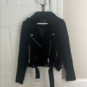 Blank NYC Black Leather Moto Jacket with Asymmetrical Zipper